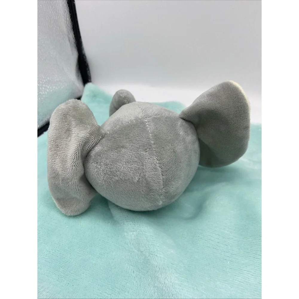 Walmart Elephant Baby Security Blanket Lovey Plush Gray Blue Satin Back 12x12